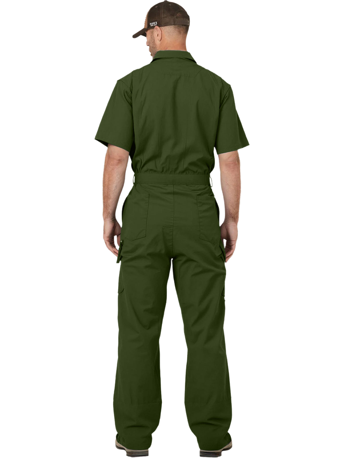 WORK IDEA Men's Short Sleeve Work Coverall - Lightweight Jumpsuit Elastic Waist with Multi Pockets