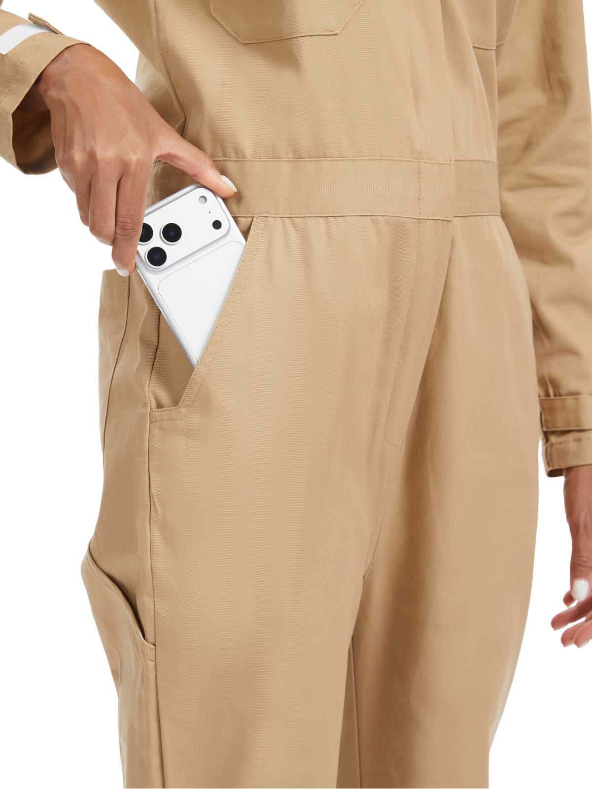 WORK IDEA Women's Long Sleeve Coveralls - 100% Cotton Work Jumpsuits Action Back And Utility Pockets with Hook