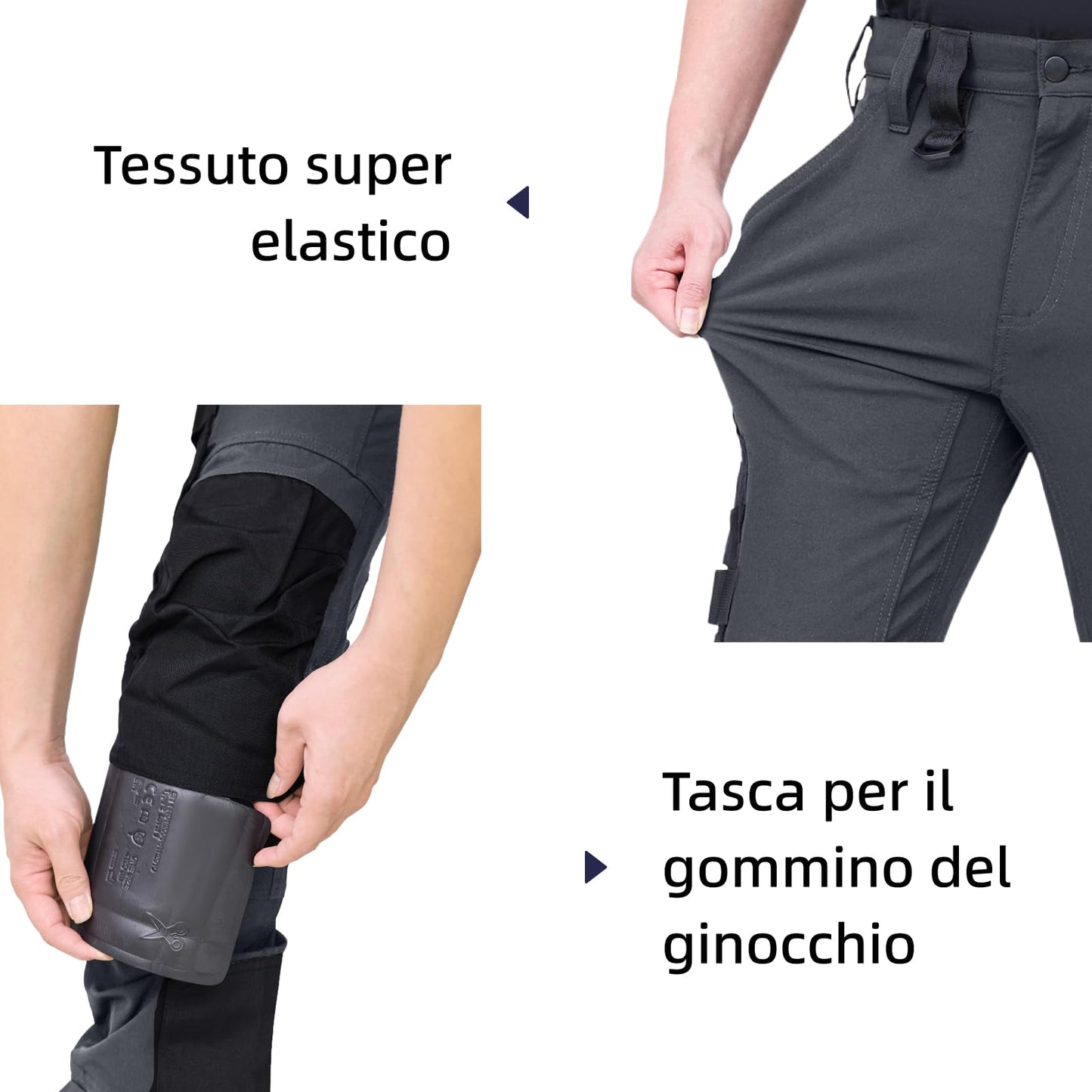 WORK IDEA Mens Work Dungarees with Good Stretch, Many Pockets and Partial Use of Cordura Fabric for Increased Abrasion Resistance, Suitable for Various Work Environments