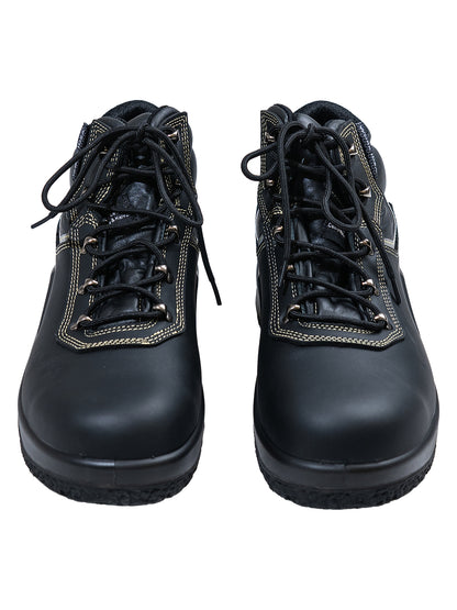WORK IDEA High‑Top Safety Work Boots Genuine Leather Steel Toe Anti‑Slip Industrial Safety Shoes