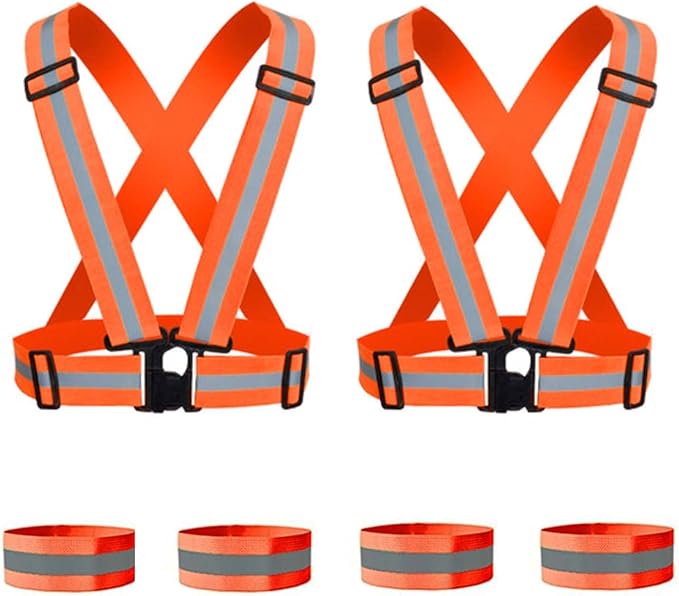 WORK IDEA Pack of 2 High Visibility Vest, Reflective Vest Certificate, Adjustable Vest for Cycling, Running, Hiking or Outdoor Use