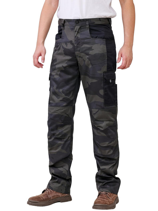 WORK IDEA Mens Work Trousers - Camouflage Trousers Mens Cargo Trousers with Inside Knee Pockets
