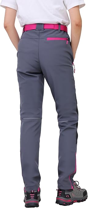 WORK IDEA Women's Outdoor Trousers for Demanding Hikes, Waterproof Material, Elastic Fit, Winter Warmth, Contrast Colour Zippers and More