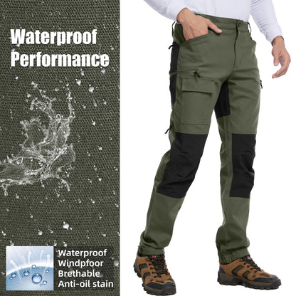 WORK IDEA Men's Hiking Trousers Stretch Slim Fit Waterproof Outdoor Hiking Trousers