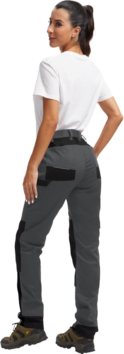 WORK IDEA Women's Work Trousers in Figure-Hugging Fit, Elastic and Lightweight, with Multiple Functional Pockets