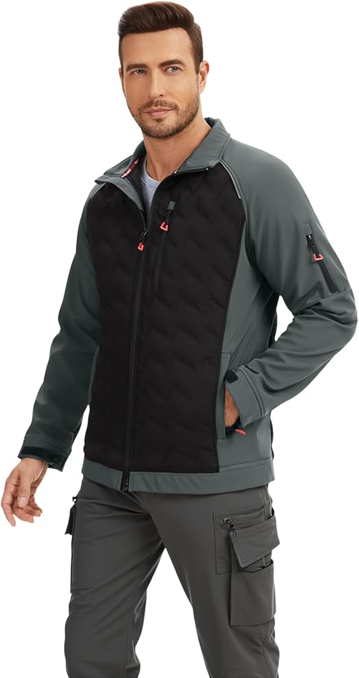 WORK IDEA Hybrid Waterproof Thermal Insulation Running Men's Jacket for Outdoor and Running with Contrast Colours
