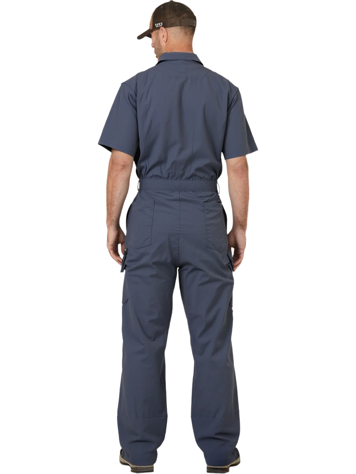 WORK IDEA Men's Short Sleeve Work Coverall - Lightweight Jumpsuit Elastic Waist with Multi Pockets