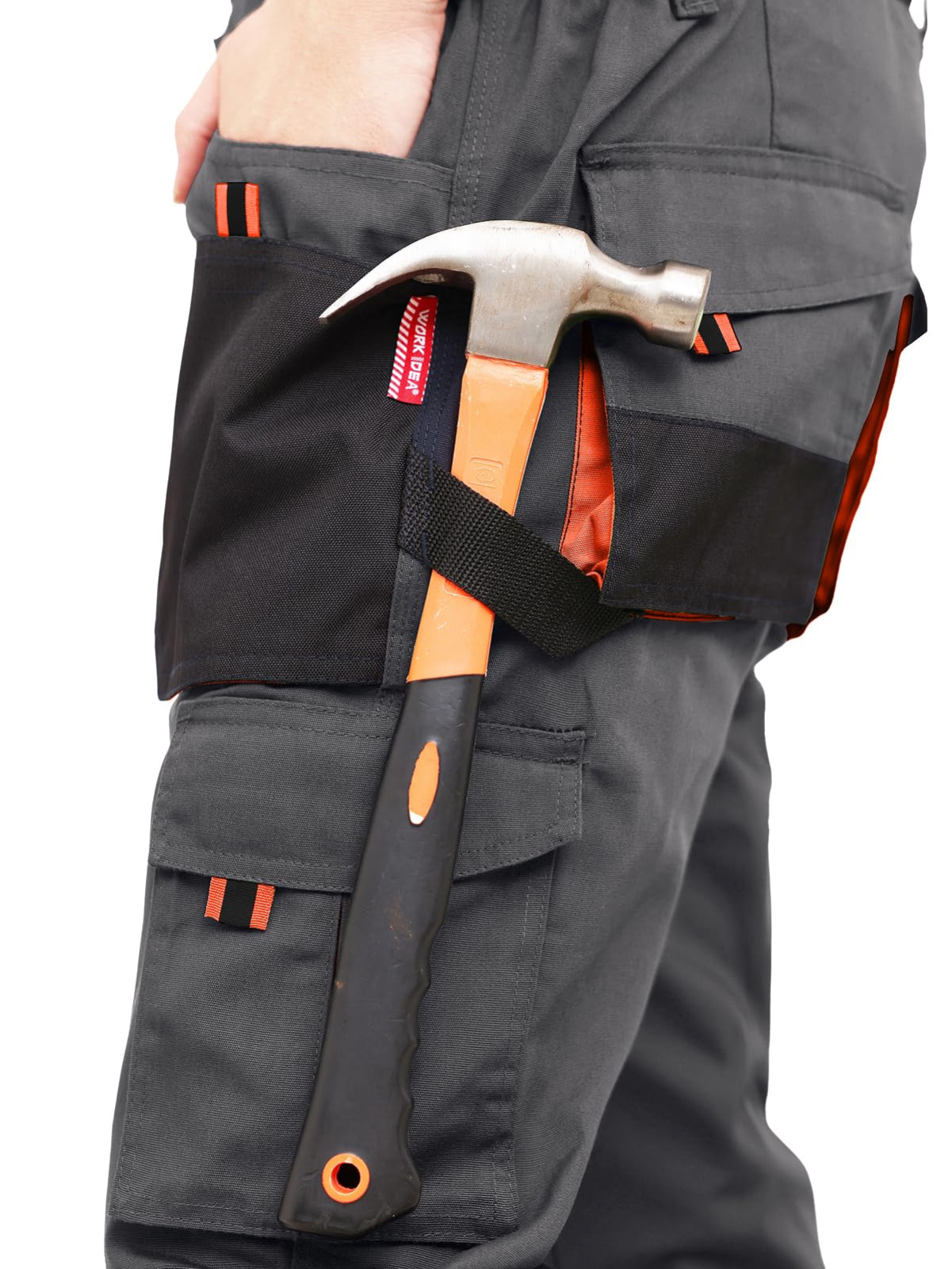 WORK IDEA Mens Work Trousers Oxford Knee Pockets Heavy Duty Canvas