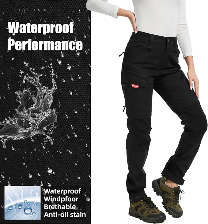 WORK IDEA Women's Hiking Trousers, Stretch Slim Fit, Water Resistant, Outdoor Hiking Trousers