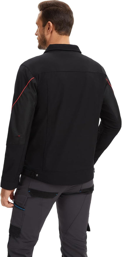 WORK IDEA Herren Slim-Fit Stretch Arbeitsjacke: Strategisch verstärkt– professionelle Eleganz mit modernem Komfort