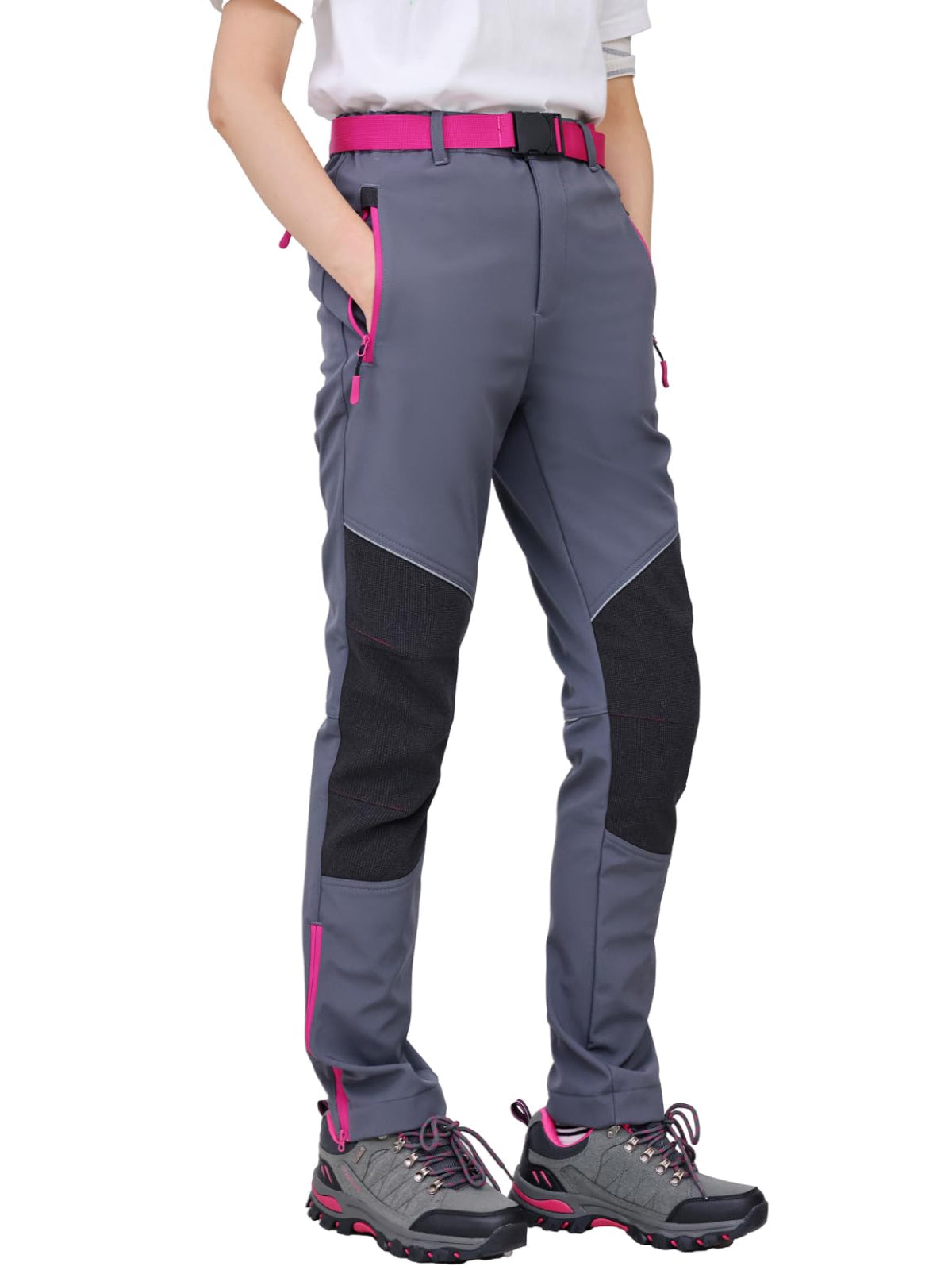 WORK IDEA Women's Outdoor Trousers for Demanding Hikes, Waterproof Material, Elastic Fit, Winter Warmth, Contrast Colour Zippers and More
