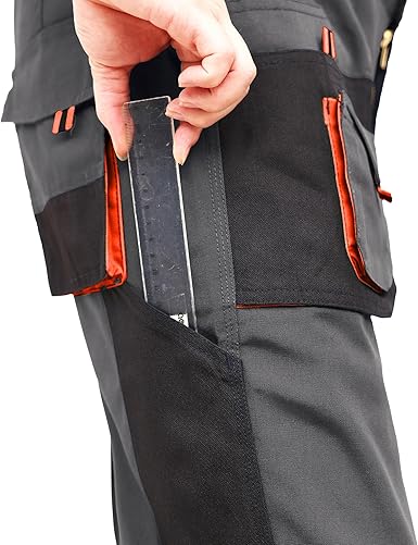 WORK IDEA Mens Work Trousers Oxford Knee Pockets Heavy Duty Canvas