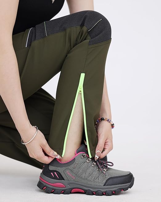 WORK IDEA Women's Outdoor Trousers for Demanding Hikes, Waterproof Material, Elastic Fit, Winter Warmth, Contrast Colour Zippers and More