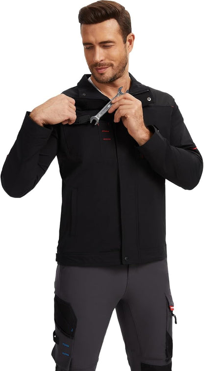 WORK IDEA Herren Slim-Fit Stretch Arbeitsjacke: Strategisch verstärkt– professionelle Eleganz mit modernem Komfort