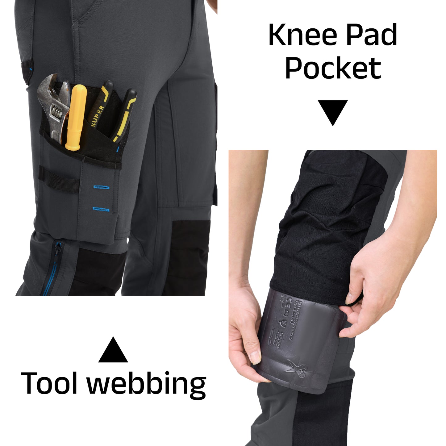 WORK IDEA Mens Work Dungarees with Good Stretch, Many Pockets and Partial Use of Cordura Fabric for Increased Abrasion Resistance, Suitable for Various Work Environments