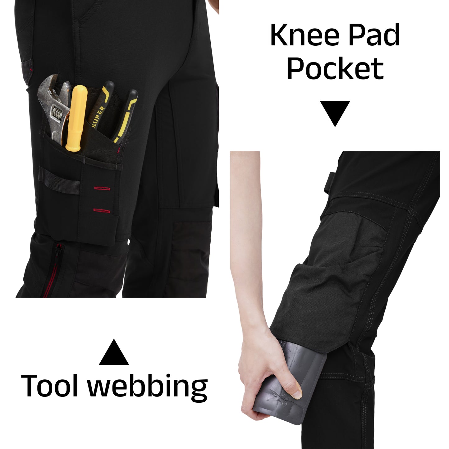 WORK IDEA Mens Work Dungarees with Good Stretch, Many Pockets and Partial Use of Cordura Fabric for Increased Abrasion Resistance, Suitable for Various Work Environments