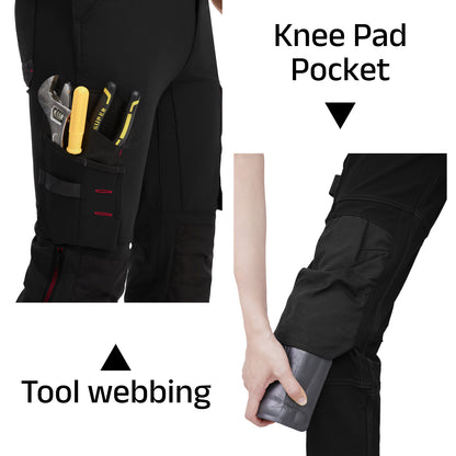 WORK IDEA Mens Work Dungarees with Good Stretch, Many Pockets and Partial Use of Cordura Fabric for Increased Abrasion Resistance, Suitable for Various Work Environments