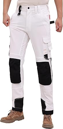 WORK IDEA Men's Slim-Fit Stretch Work Trousers: Corduroy on Critical Fabric Areas, Durable Elegance for the Highest Demands