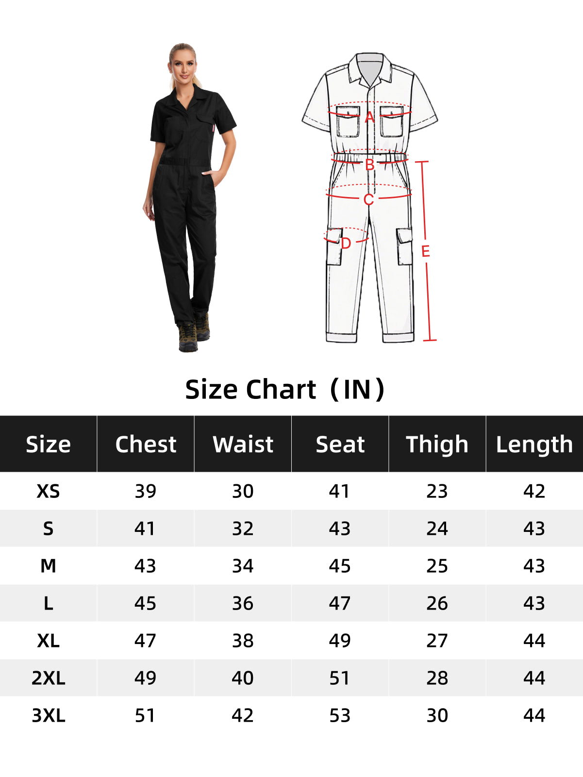 WORK IDEA Women's Short Sleeve Coverall Lightweight Snap-Front Cotton Work Jumpsuit