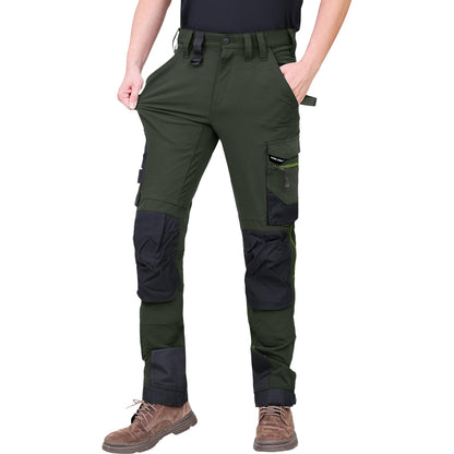 WORK IDEA Men's Slim-Fit Stretch Work Trousers: Corduroy on Critical Fabric Areas, Durable Elegance for the Highest Demands