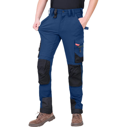 WORK IDEA Men's Slim-Fit Stretch Work Trousers: Corduroy on Critical Fabric Areas, Durable Elegance for the Highest Demands