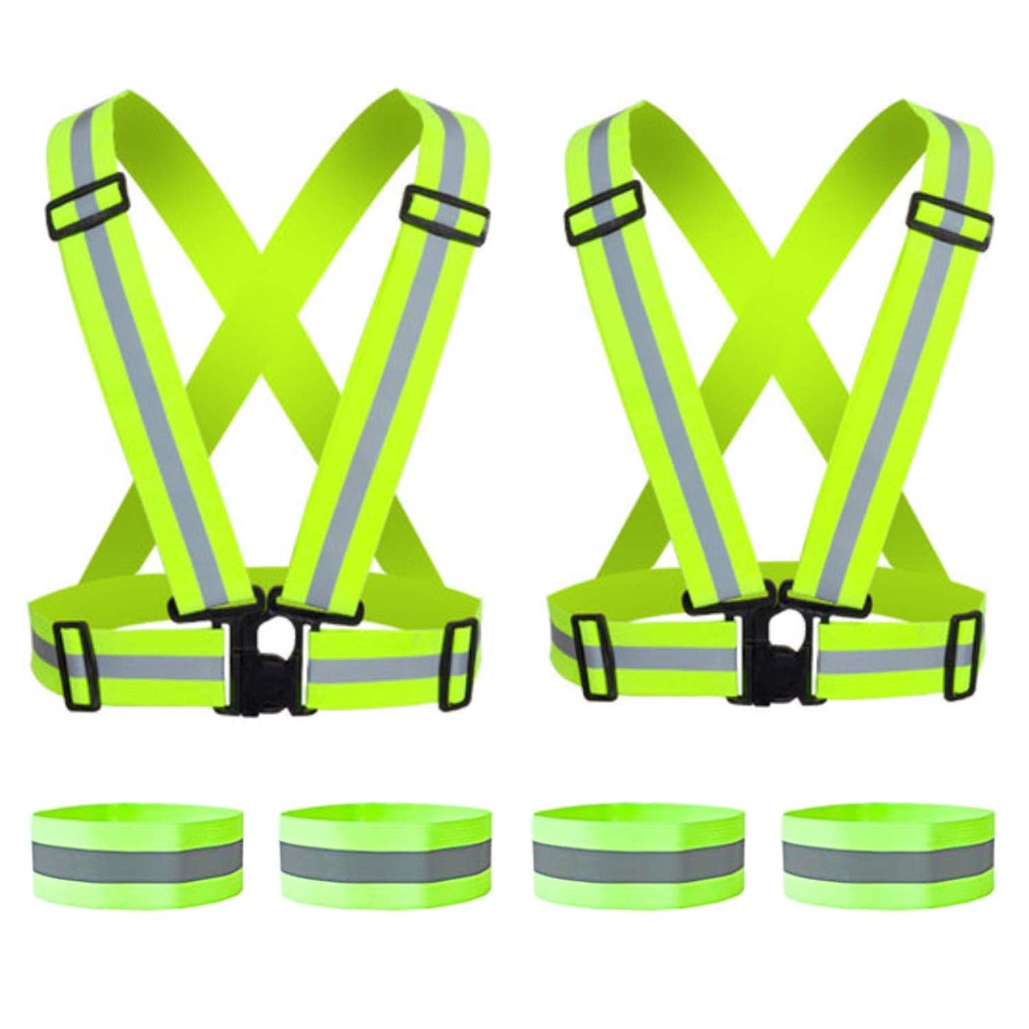 WORK IDEA Pack of 2 High Visibility Vest, Reflective Vest Certificate, Adjustable Vest for Cycling, Running, Hiking or Outdoor Use