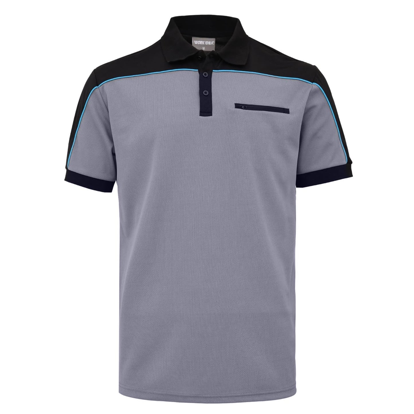 Work Idea Men's Short-Sleeved Polo Shirt with Contrast Colours, Functional Work Shirt for Work, Workshop and Leisure