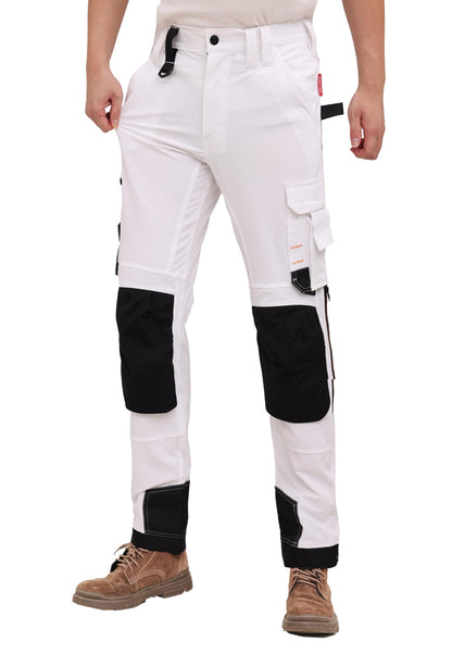 WORK IDEA Men's Slim-Fit Stretch Work Trousers: Corduroy on Critical Fabric Areas, Durable Elegance for the Highest Demands