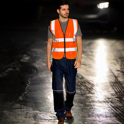 WORK IDEA Reflective Vest Car Reflective Vest with Multiple Pockets Safety Vest
