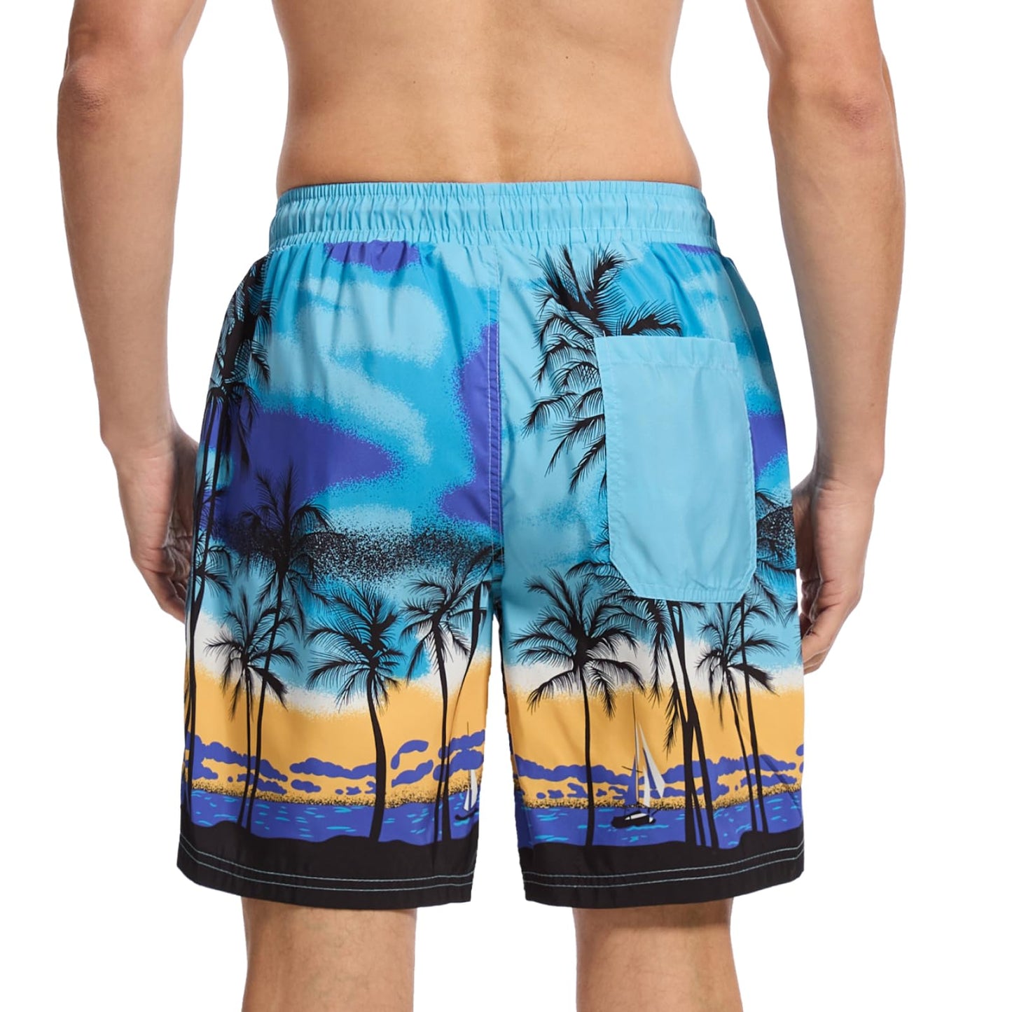 WORK IDEA Men's Quick-Drying Swimming Trunks with Print 100% Polyester - Summer Beach Board Shorts