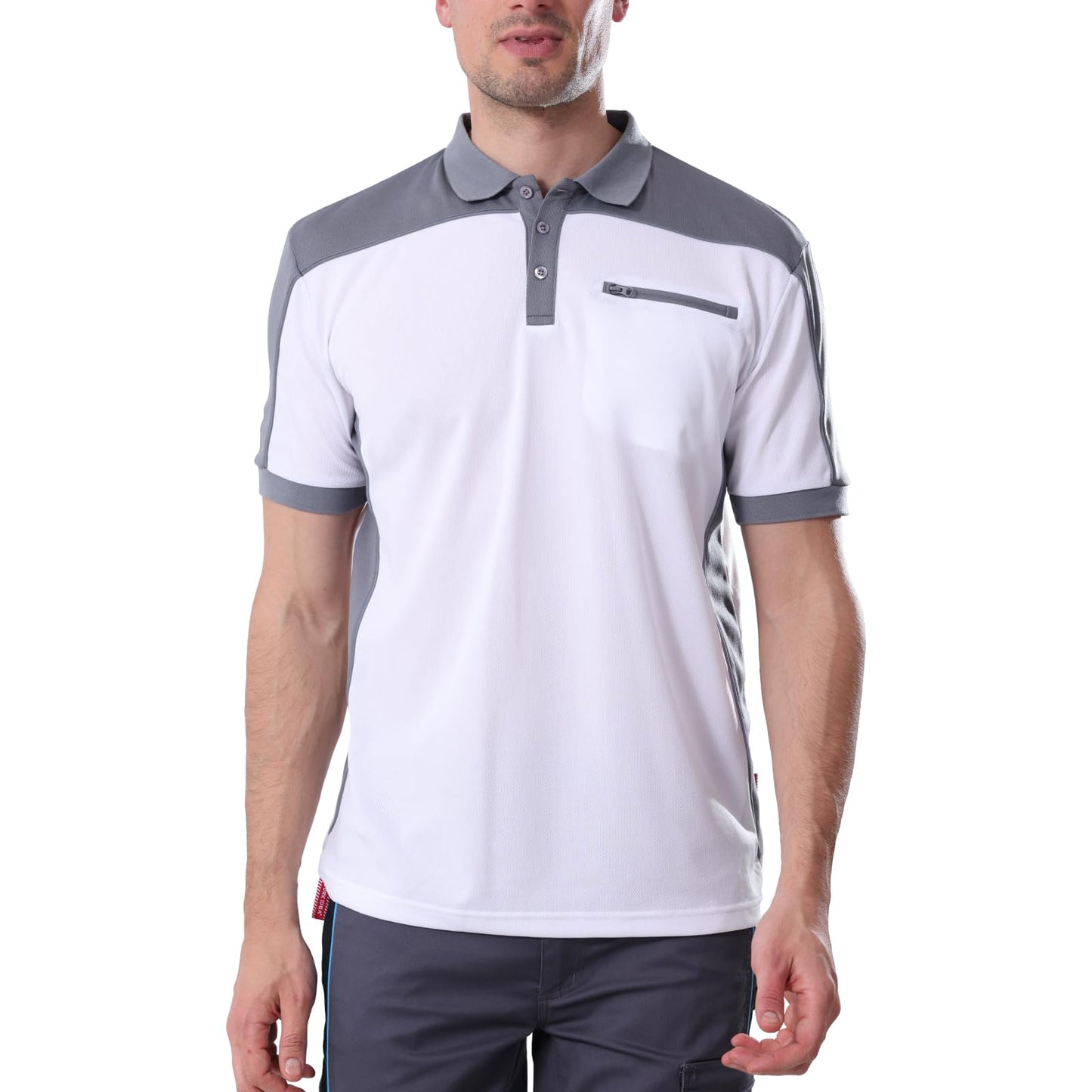 Work Idea Men's Short-Sleeved Polo Shirt with Contrast Colours, Functional Work Shirt for Work, Workshop and Leisure
