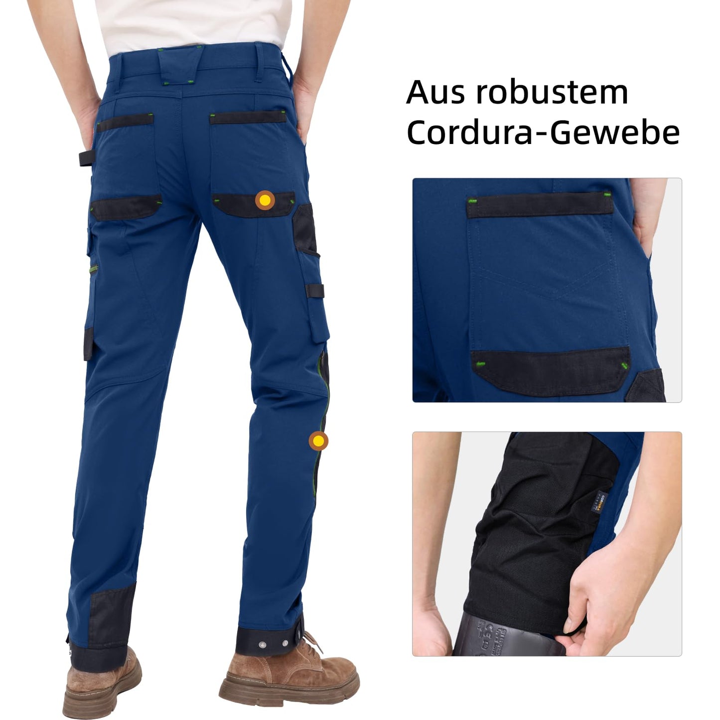 WORK IDEA Men's Slim-Fit Stretch Work Trousers: Corduroy on Critical Fabric Areas, Durable Elegance for the Highest Demands