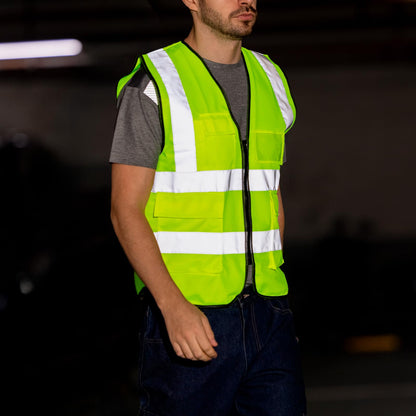 WORK IDEA Reflective Vest Car Reflective Vest with Multiple Pockets Safety Vest