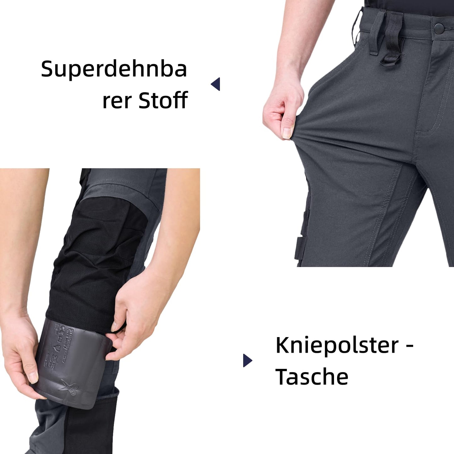 WORK IDEA Men's Slim-Fit Stretch Work Trousers: Corduroy on Critical Fabric Areas, Durable Elegance for the Highest Demands
