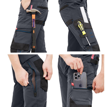 WORK IDEA Mens Work Dungarees with Good Stretch, Many Pockets and Partial Use of Cordura Fabric for Increased Abrasion Resistance, Suitable for Various Work Environments