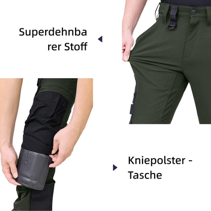 WORK IDEA Men's Slim-Fit Stretch Work Trousers: Corduroy on Critical Fabric Areas, Durable Elegance for the Highest Demands