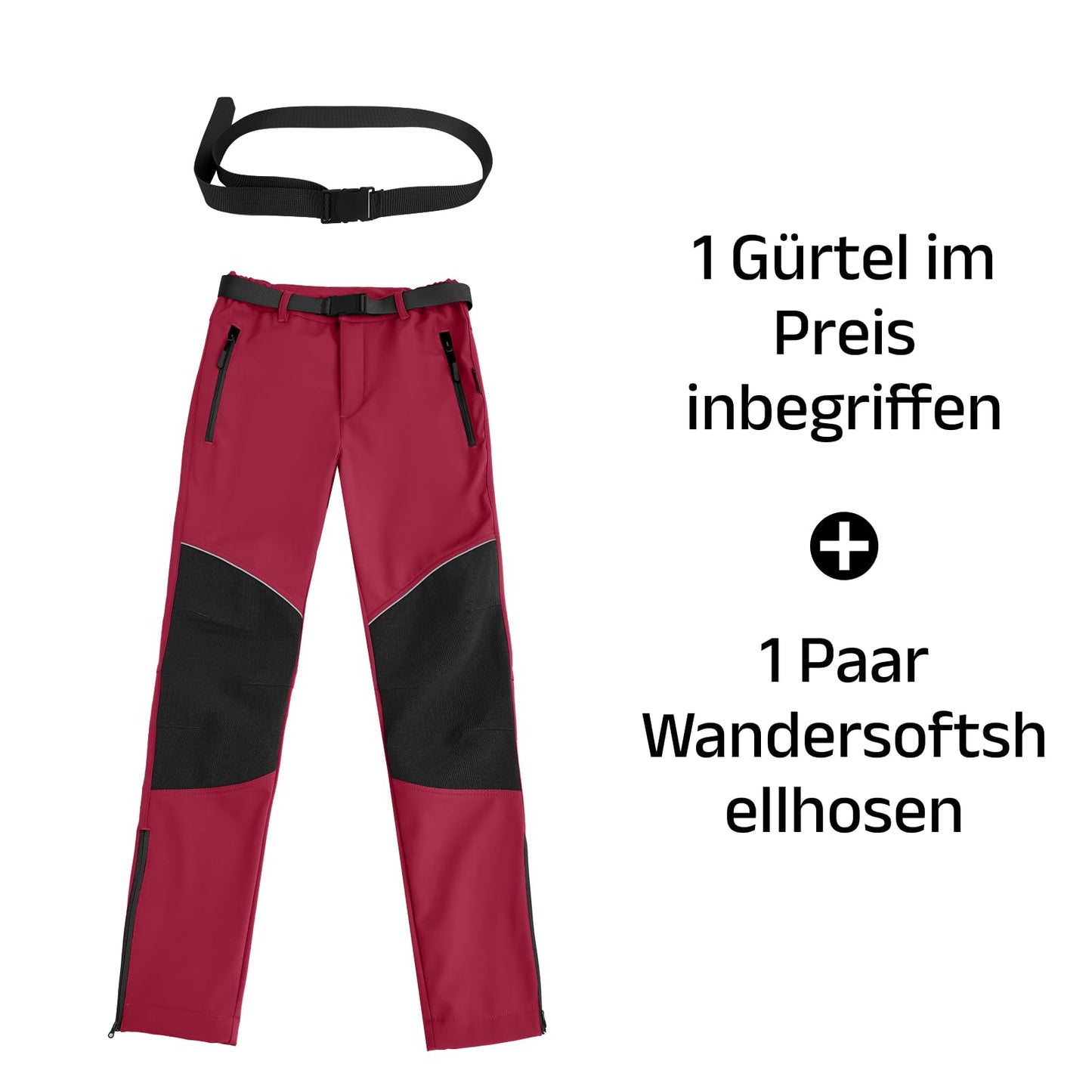 WORK IDEA Women's Outdoor Trousers for Demanding Hikes, Waterproof Material, Elastic Fit, Winter Warmth, Contrast Colour Zippers and More