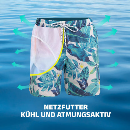 WORK IDEA Men's Quick-Drying Swimming Trunks with Print 100% Polyester - Summer Beach Board Shorts