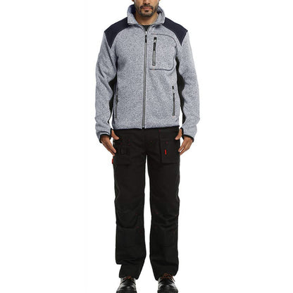 WORK IDEA Men's Knitted Fleece Jacket, Fleece Cardigan, Breathable Outdoor Fleece Jackets for Men, Warm and Lightweight Knitted Fleece Jacket with Zip