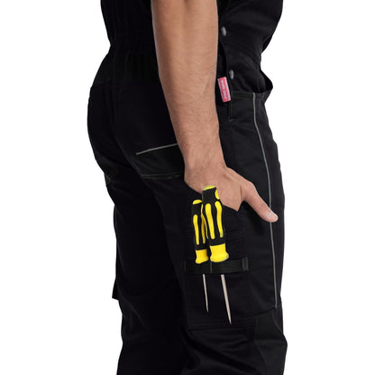 WORK IDEA Mens Stretch Work Dungarees with Multiple Pockets and Tool Pockets