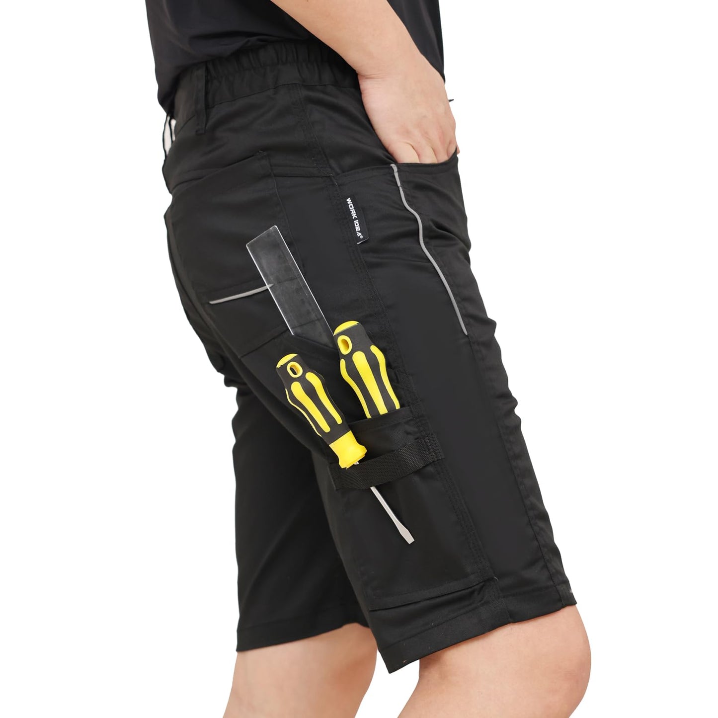 WORK IDEA Men's Stretch Work Shorts with Numerous Pockets and Tool Pockets